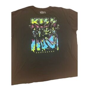 KISS Destroyer Band T Shirt Black 2XL Graphic Tee Concert‎ Tour Merch